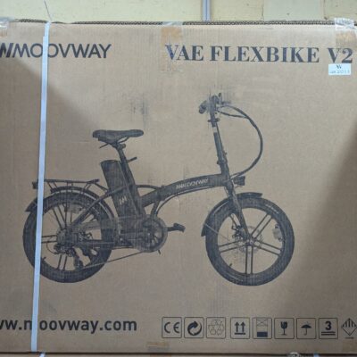 Vélo électrique pliable – MOOVWAY – Flexbike V2 – MoovWay Noir – Autonomie 40 à 50km / Vitesse Max 25km/h / Poids 27kg /
 Puissance: 250W 36V 10AH / 3 modes d’assistance / Porte-bagage arrière – Neuf dans son carton d’origine.

6 unités. Vendu à l’unité avec faculté de réunion