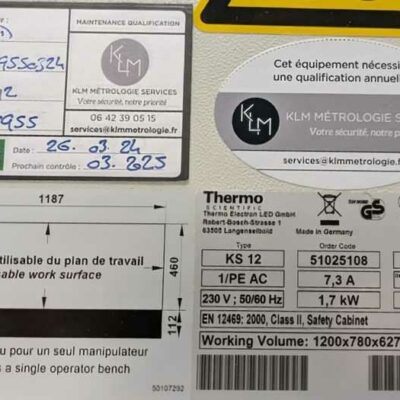 Herasafe KS12 PSM II de marque THERMO. Localisation : 0L08