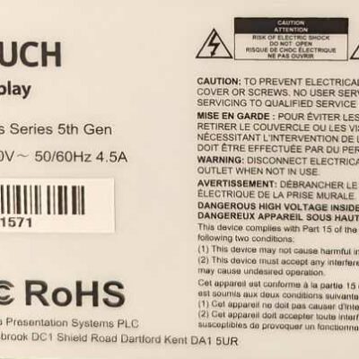 Clevertouch 75 pouces Pro Series system. Localisation : labo (0L26)