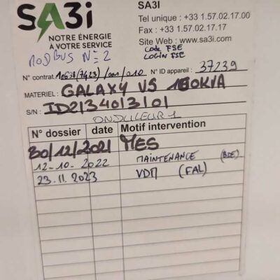 Onduleur 100 KVA de marque SCHNEIDER ELECTRIC modèle Galaxy VS. Vendu avec armoire By-pass et batteries. Localisation : Canada rdc bas