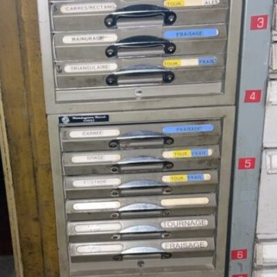 Lot de 3 casiers métalliques gris avec 6 tiroirs coulissants Remington Rand Kardex 1 seul bloc