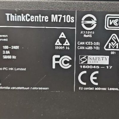 Ordinateur de marque Lenovo modèle ThinkCentre M710s ou M720s ou M700 ou M72e ou M73, processeur Intel Core i3. 110 unités vendues avec faculté de réunion. Localisation : 10 rue du Ballon 93160 Noisy le Grand