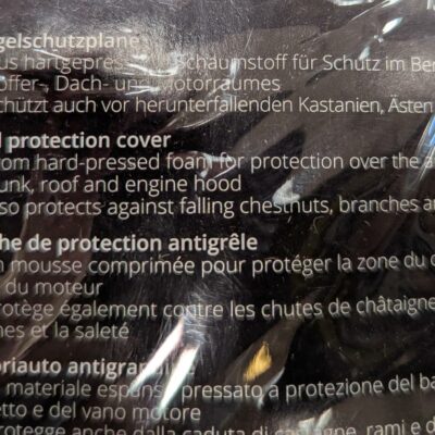 Bâche de protection antigrêle pour voiture de marque Walser modèle XL. 520 x 185 x 155 cm. Localisation : 8 rue de la Fossé aux Leux 91700 Ste Geneviève des Bois