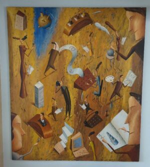 Martin Jarrie (né en 1953). Acrylique sur panneau signée en bas à droite. 200 x 170 cm. 1er