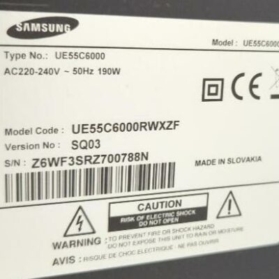 Téléviseur 55 pouces de marque Samsung modèle UE55C6000. (vendu sans pied). 2eme