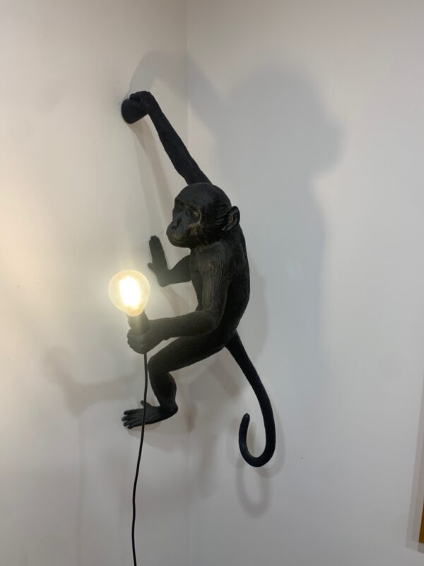 Suspension luminaire en résine noire, design Marcantonio, modèle Monkey, édition SELETTI.
20,5 x 37 x 77 cm.
Localisation : 1er