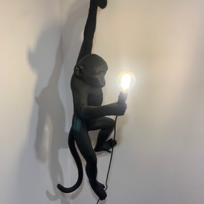 Suspension luminaire en résine noire, design Marcantonio, modèle Monkey, édition SELETTI.
20,5 x 37 x 77 cm
Localisation : 1er.