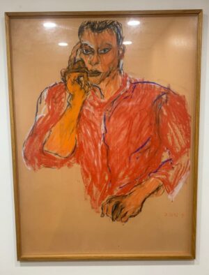 Agnès Lévy (née en 1956). 
Portrait pastel sec sur papier vergé, signé et daté 1991.
74 x 100 cm avec cadre en bois naturel. 
Localisation : 1er étage.
