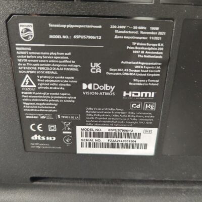 Téléviseur 65 pouces de marque Philips modèle 65PUS706/12. sur pied à roulettes
unités : 2 
salle réunion rdc/ rdc haut