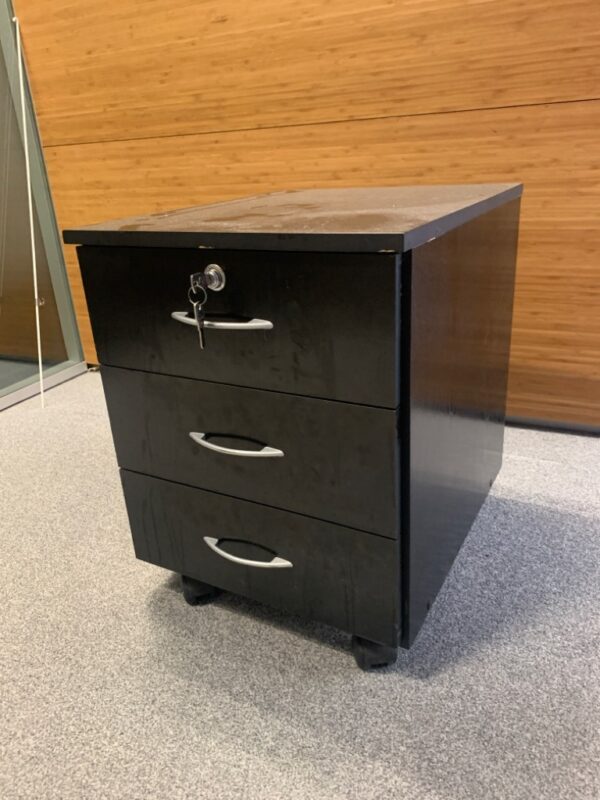Caisson sur roulettes, bois noir ou blanc, 3 tiroirs.
8 unités.
55 x 50 x 42 cm.
Localisation : 6 rue Duret - 75116 Paris.
(ES 9., 1-41., 1-36., 1-31., 2 Open Sp. 2., 3-75., 3-71A.)
