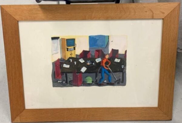 Jean-Philippe Delhomme (né en 1959). Technique mixte sur papier, signé. 67 x 50 cm avec cadre en bois naturel. 
 Localisation : 10 rue Petit - 75019 Paris (-1 B06).