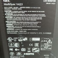 Moniteur 42 pouces de marque Nec modèle MultiSync V423,  sur pied (vendu sans Poly). 8 unités. Vendu à l'unité avec faculté de réunion. Localisation : 10 rue du Ballon - 93160 Noisy-le-Grand – Image 2