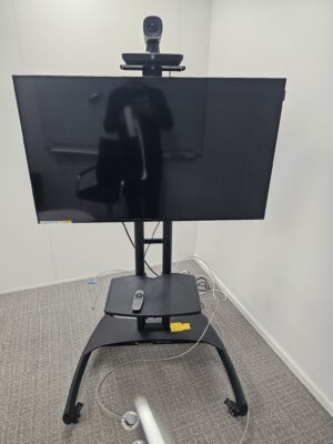 Moniteur de marque Samsung modele DB48E ,48 pouces,  vndu avec son pied sur roulettes et une caméra video n de marque Huawei modèle.