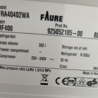 Réfrigérateur de marque Faure modèle RF400. Capacité 387 litres. 185 x 62 x 60 cm. (SS bat A) – Image 3