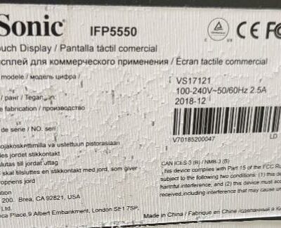 Ecran tactile 55 pouces de marque View Sonic modèle IFP5550, avec support à roulettes. (1er bat A)