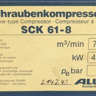 Compresseur à vis de marque Alup modèle SCK61-8. (SS bat A)