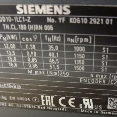 Moteur électrique Siemens (voir détails sur photos). (bat B)