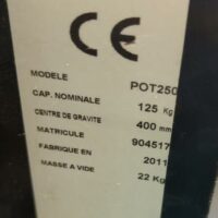 Gerbeur de marque Kleos modèle EB250D18, avec plateau et crochet. Hauteur de levée 1,80 mètre. (voir détails sur photos). (bat B) – Image 4